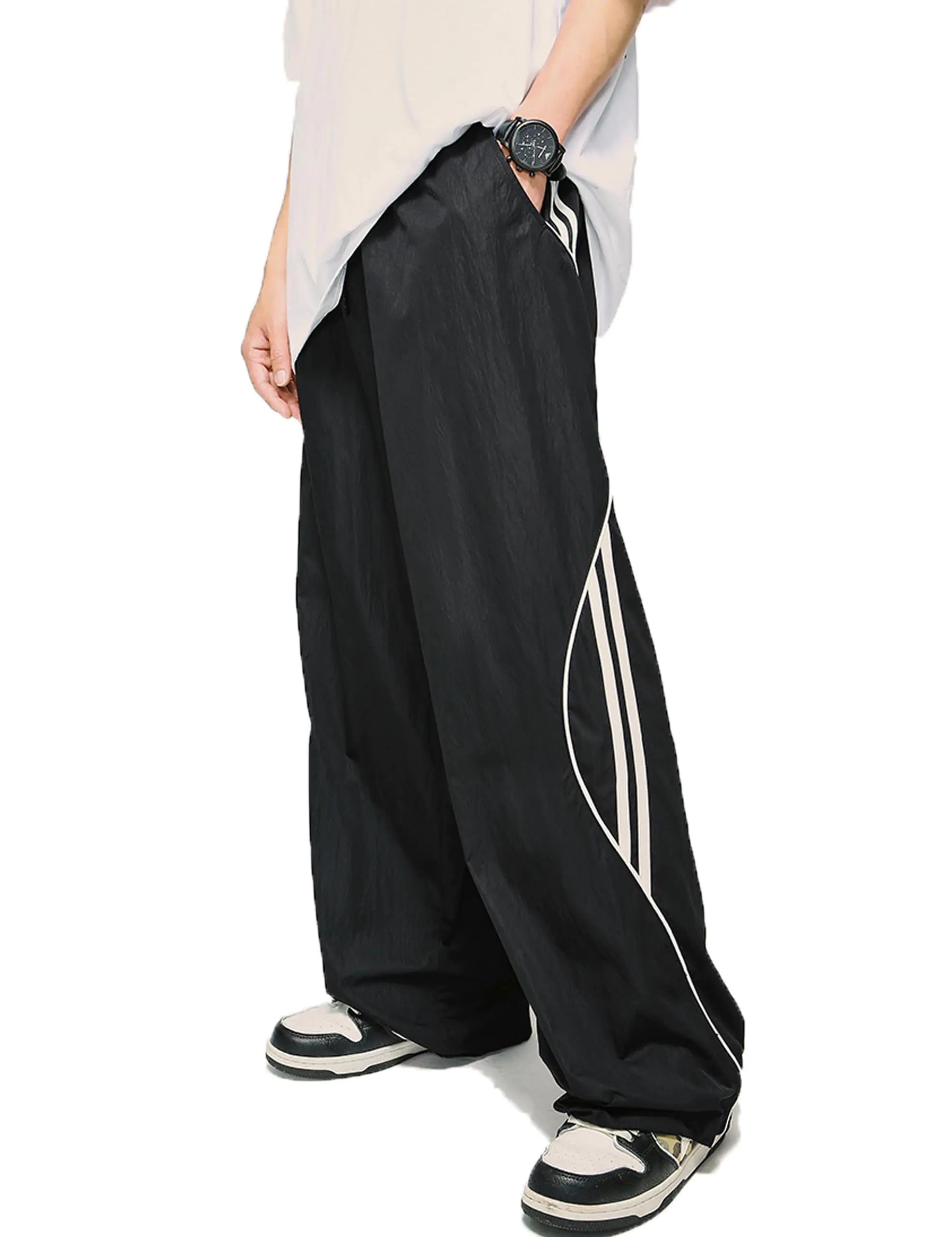 Wide Leg Sweatpants Parachute Pants Cargo Baggy Track Pants Men Y2k Oversized Joggers Vintage Streetwear