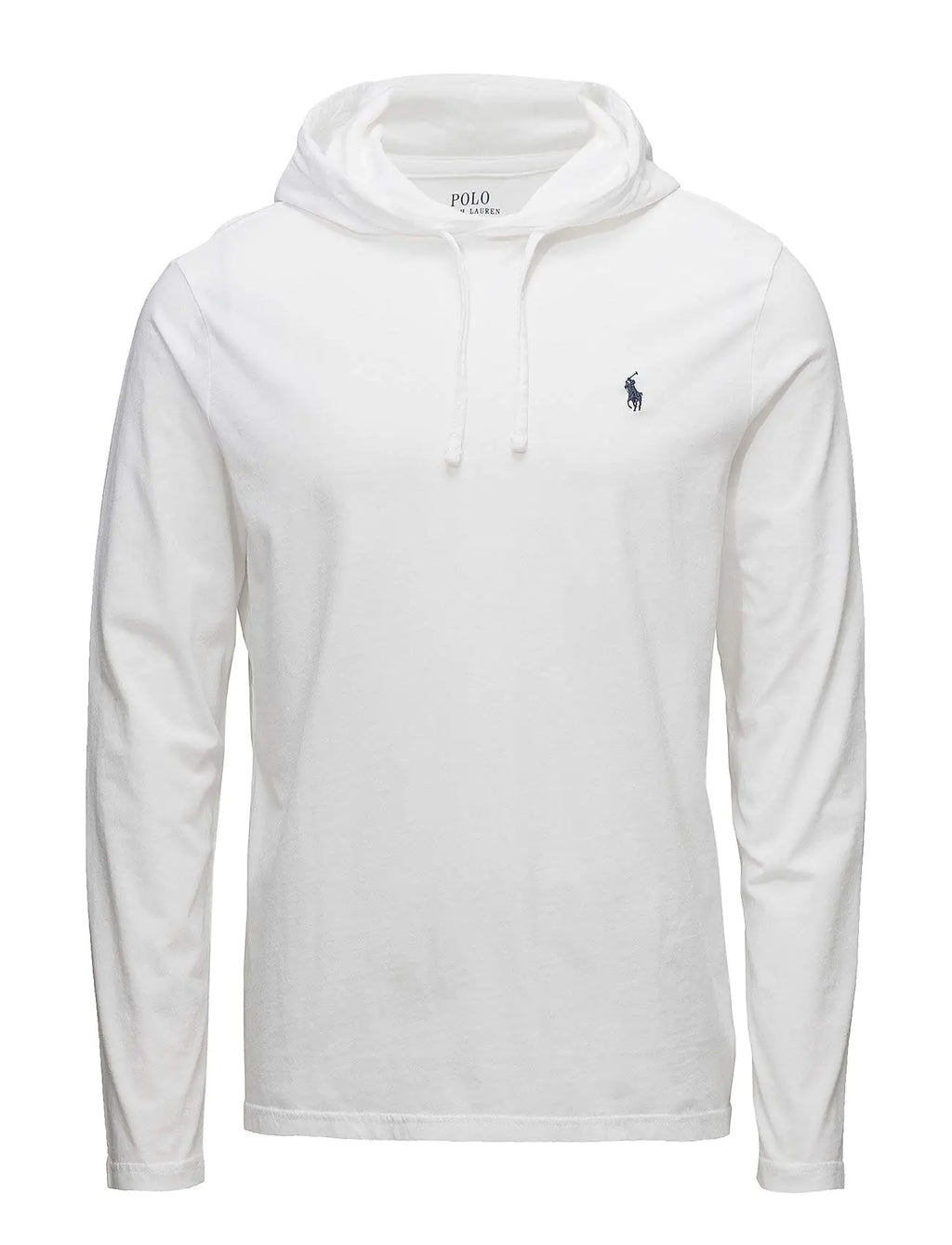 POLO RALPH LAUREN Mens Jersey Knit Hoodie Tee (White/Navy Medium)